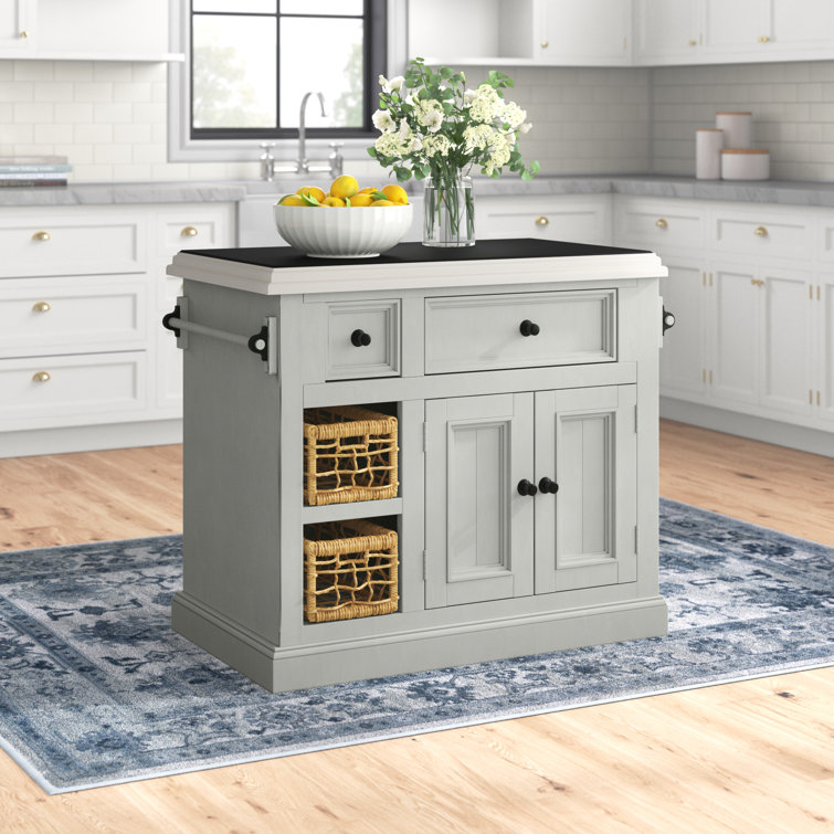 Three Posts™ Eloy 41'' Wide Rolling Kitchen Island with Granite Top